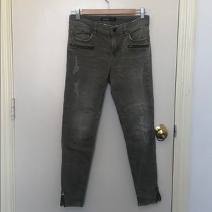 EU36/US4 Zara basic khaki distressed moto pant